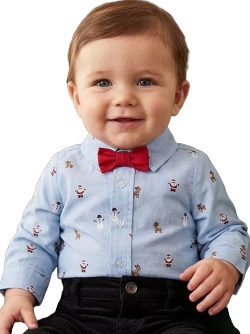 NEW Little Me Long Sleeve Collared Button Up Dress Shirt Bowtie Bodysuit Onesie